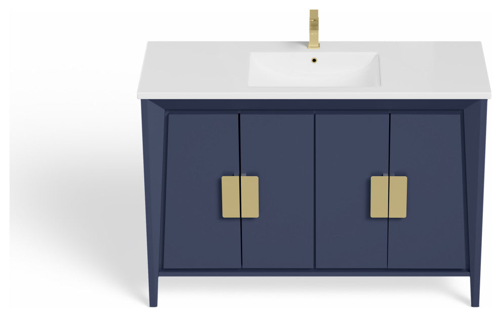 The Gellar Bathroom Vanity, Blue, 48", Single Sink, Freestanding