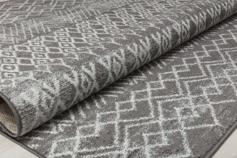 Cove Nocturne Gray Moroccan Tribal Gray Area Rug, 8'3"x10'0"