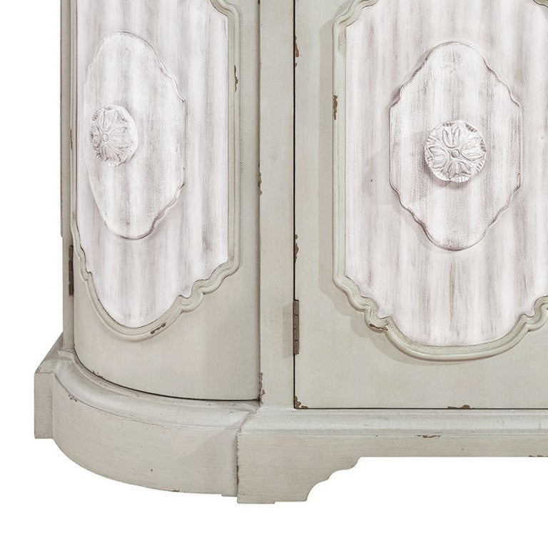 Classic Sideboard, Wood Frame With Raised Molding & Round Edges, Weathered Green