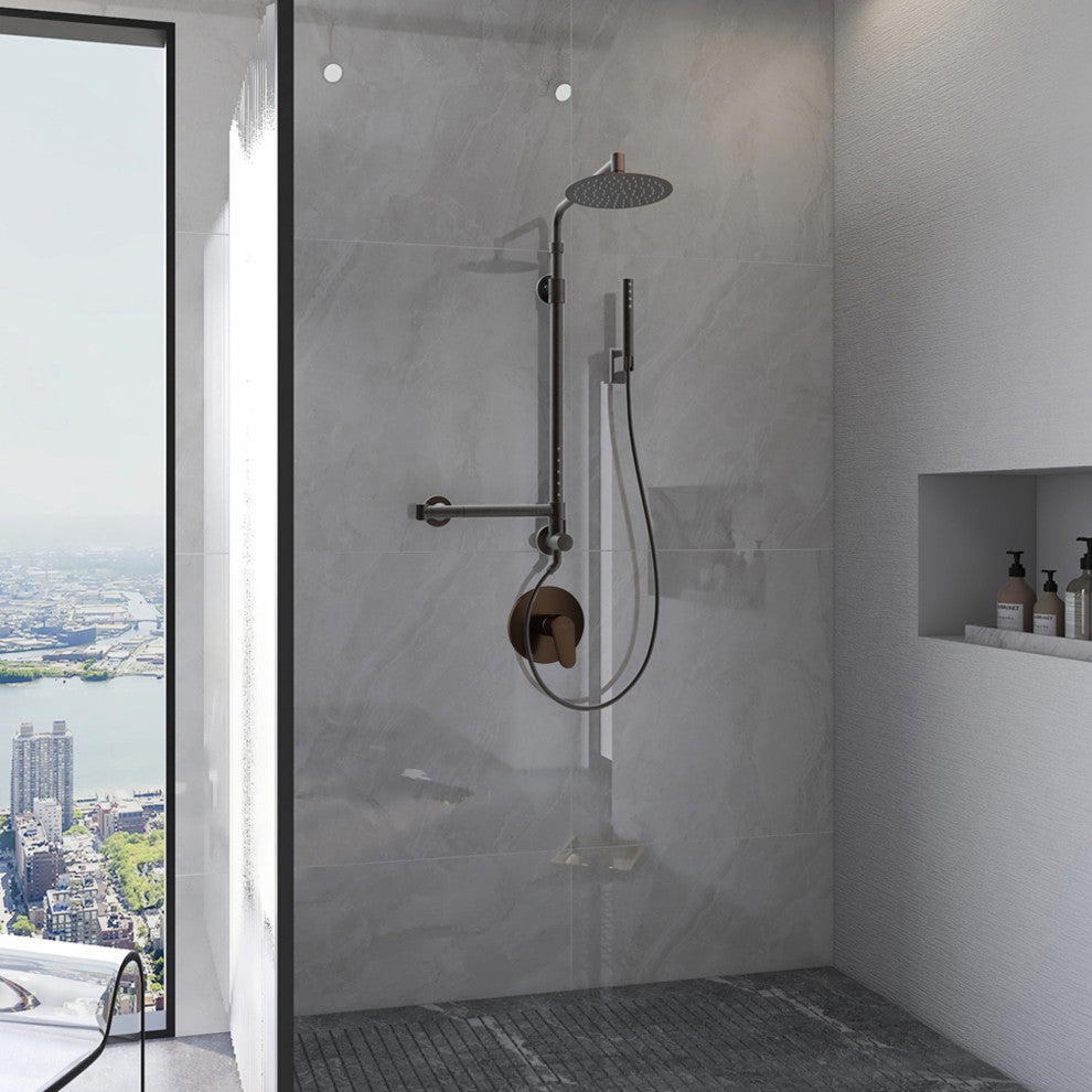 Atlantis 10-in Rain Showerhead Shower with 5-Body Jets and Handshower, Oil-Rubbed Bronze, 1.8gpm