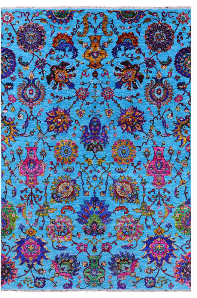 Persian Wool & Silk Handmade Rug 6' 2" X 9' 1" - Q13494