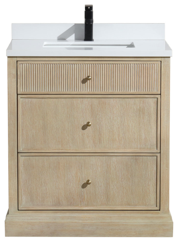 Redondo Bathroom Vanity, Ash Oak, 30", Single Sink, Freestanding