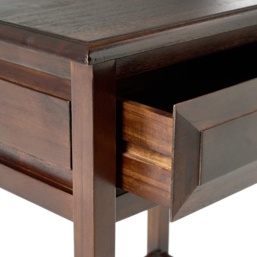 GDF Studio Noah Wood Top Drawer Accent Table, Brown Mahogany