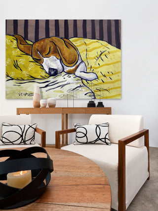 "Beagle Sleeping" Painting Print on Wrapped Canvas, 60"x40"