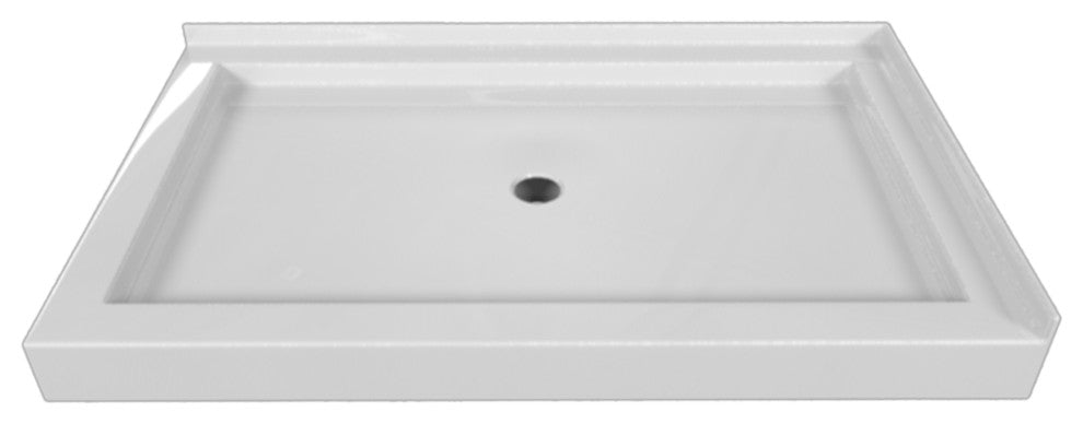 Valley Acrylic Double Threshold Acrylic Center Drain Shower Base 48", White, 48"