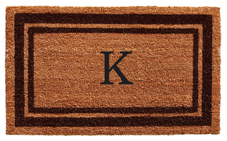 Brown Border 24"x36" Monogram Doormat, Letter K