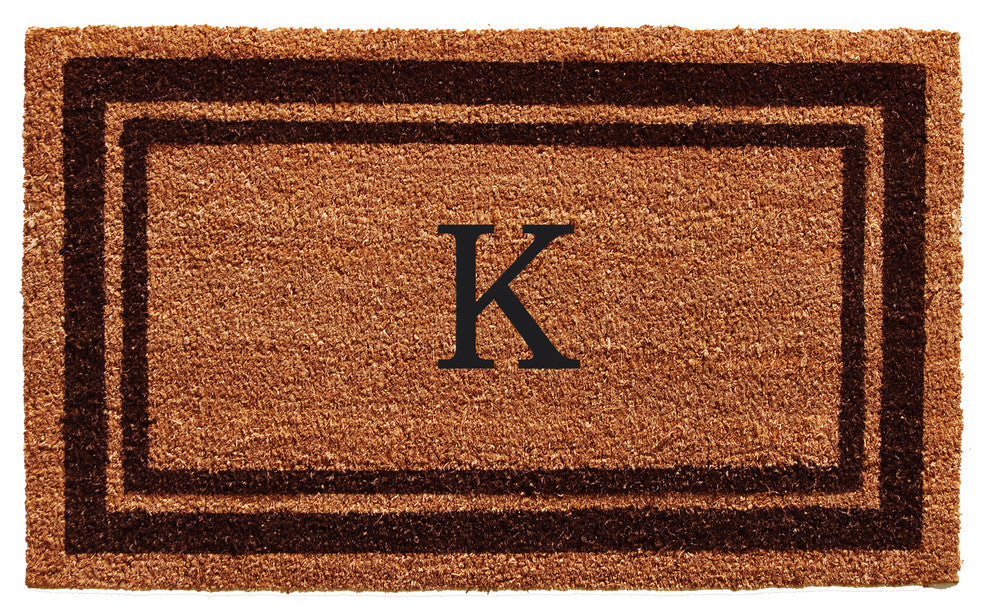 Brown Border 24"x36" Monogram Doormat, Letter K