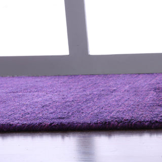 Hand Knotted Loom Silk Area Rug Solid Purple