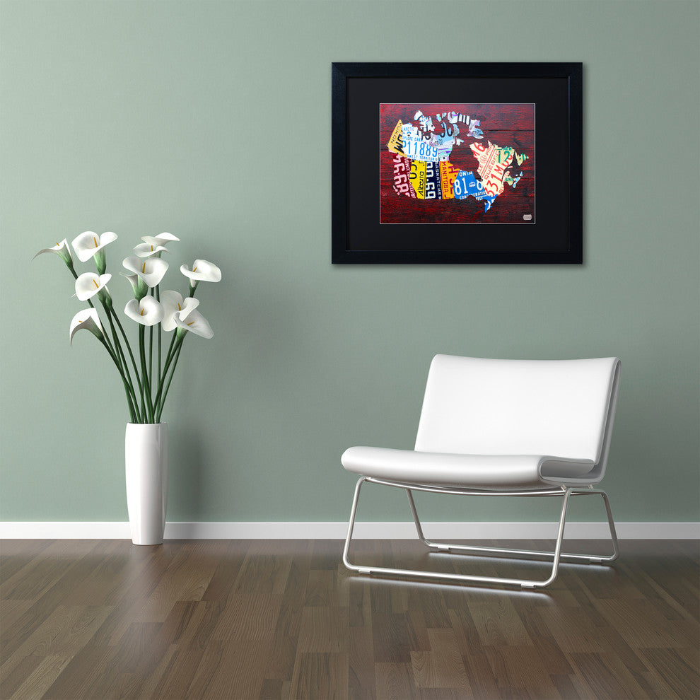 "Canada License Plate Map" Matted Framed Canvas Art by Design Turnpike