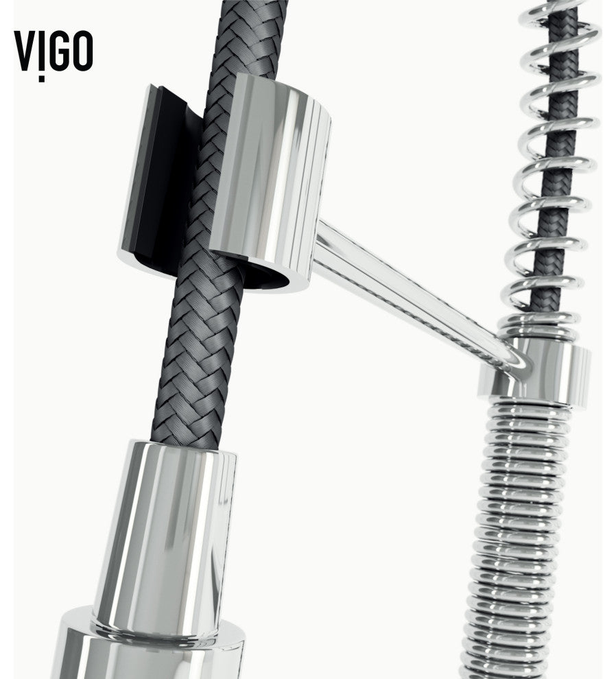 VIGO Edison 19" H Single Handle Pull-Down Sprayer Kitchen Faucet, Chrome, Touchless, Without Extras