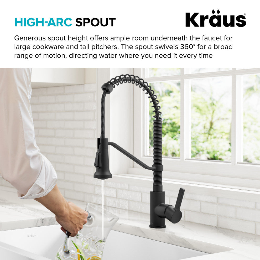 KRAUS Britt Commercial Style 2-Function 1-Handle Pull Down Kitchen Faucet MB