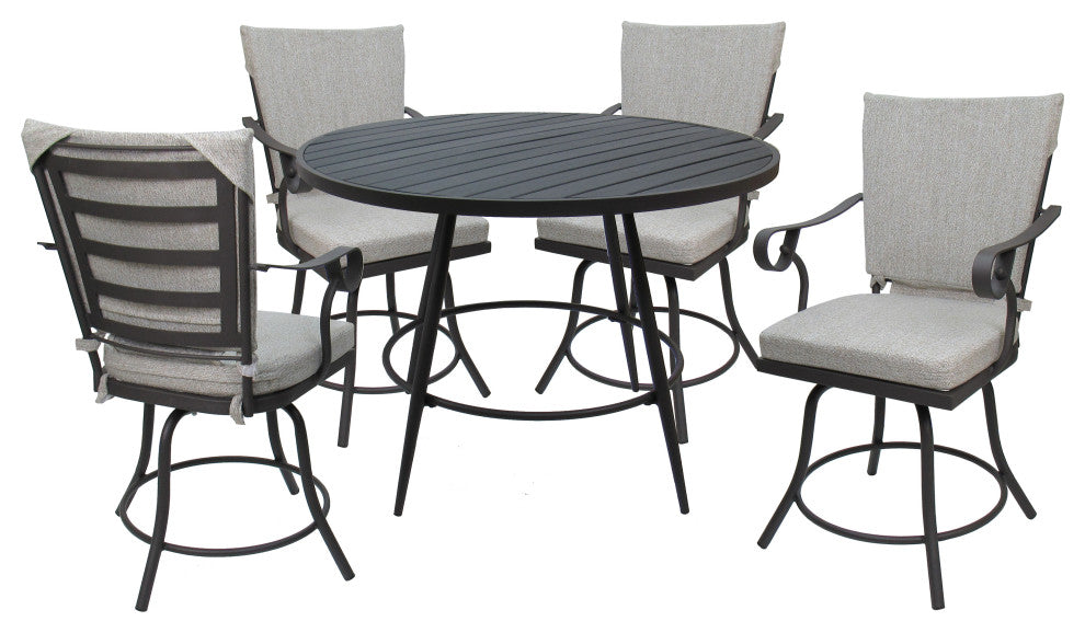 Outdoor/Indoor Patio Dinette Swivel Jamey Chair, White Linen Gray