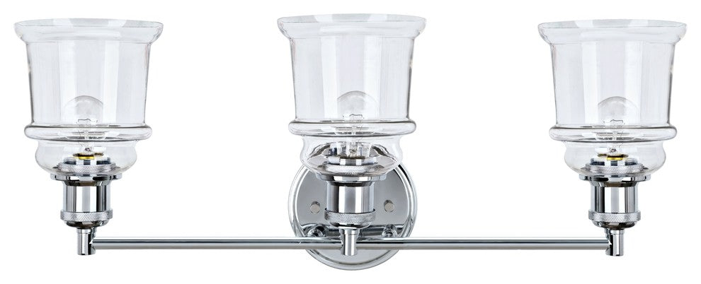62125, 3-Light Metal Bathroom Vanity Wall Light Fixture, Chrome