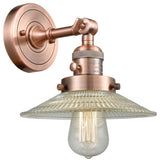 1-Light Halophane 10" Sconce, Antique Copper, Clear Halophane Shade