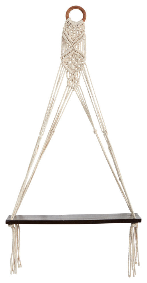 Nearly Natural 7120 25x16 Macrame Wall Hanging With Wooden Shelf