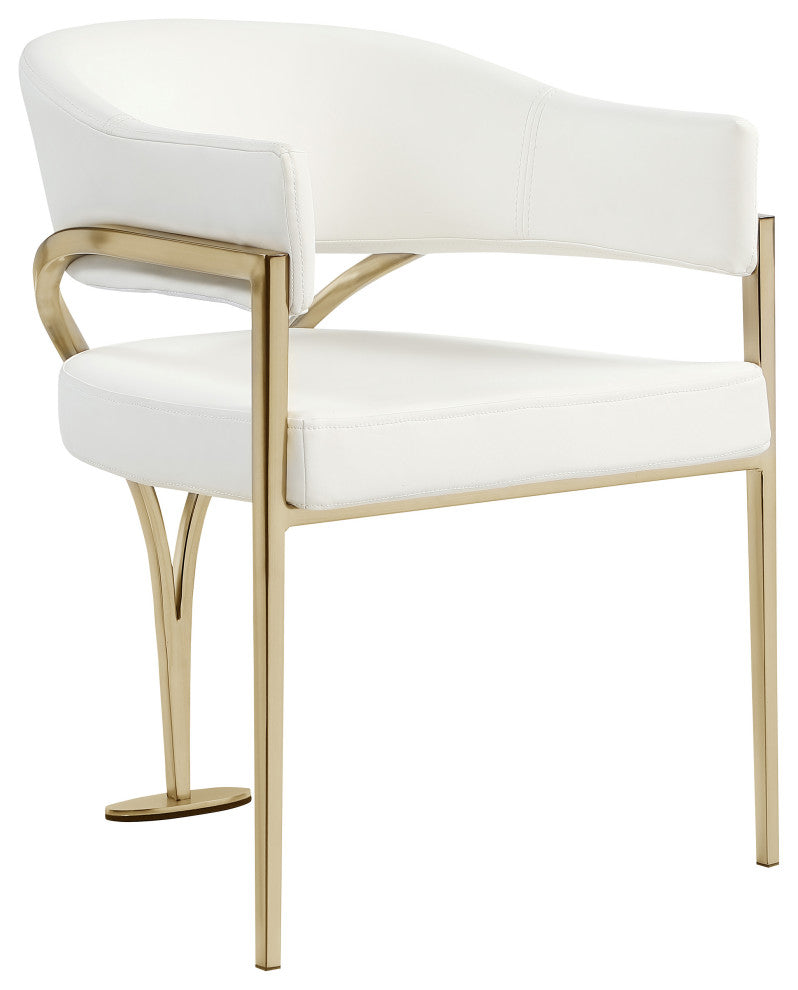 Madelyn Upholstered Dining Chair, Set of 2, Cream, Vegan Leather, Gold Finish
