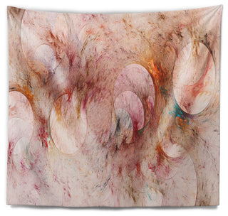 Red Circles Fractal Texture Abstract Wall Tapestry, 39"x32"