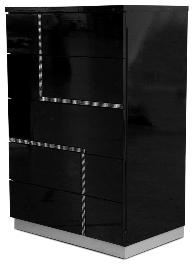 Barcelona Black 5-Drawer Bedroom Chest