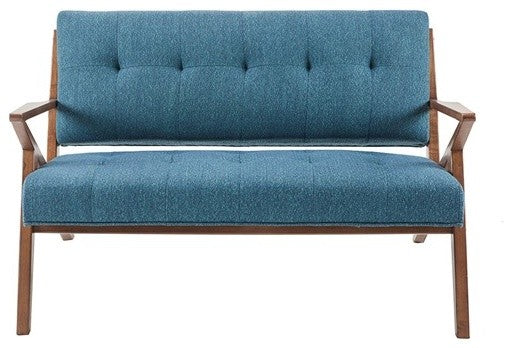 INK+IVY Modern Mid-Century Wood Lounge Chair, Blue, Loveseat