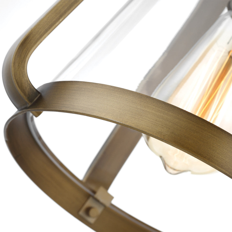 Everett 1-Light 7-Inch Mini Pendant, Natural Brass With Clear Glass