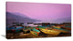 Boats under Twilight Sky in Phewa, Boat Canvas Art Print, 40x20