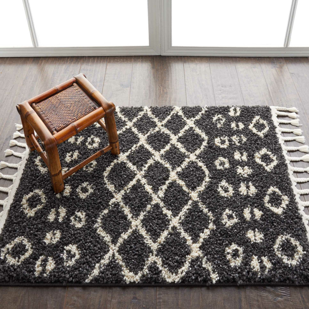 Nourison Marrakesh Shag MRK02 8' Runner Charcoal Rug