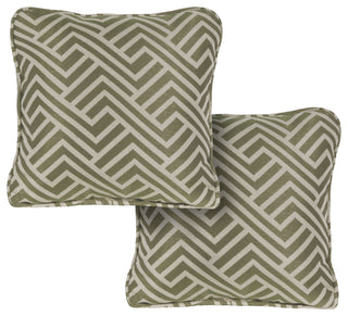 Set of 2 Geo Stripe Indoor/Outdoor Throw Pillows, Cilantro Green