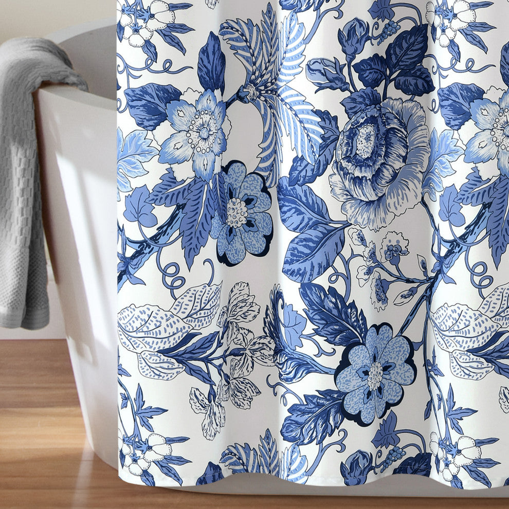 Sydney 72"x72" Shower Curtain, Navy/White