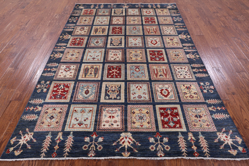 6' 7" X 9' 7" Persian Garden Design Handmade Wool Rug - Q12821