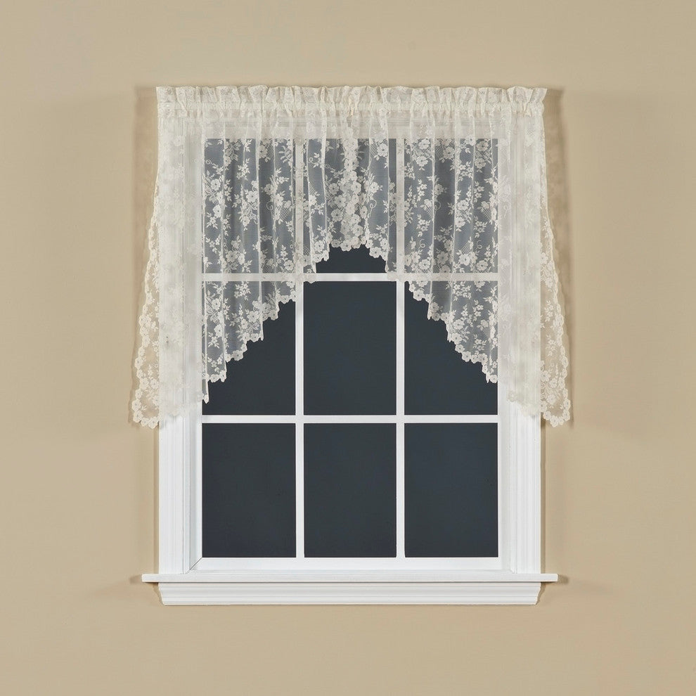 Saturday Knight Petite Fleur 78X30 Swag Valance in Ivory