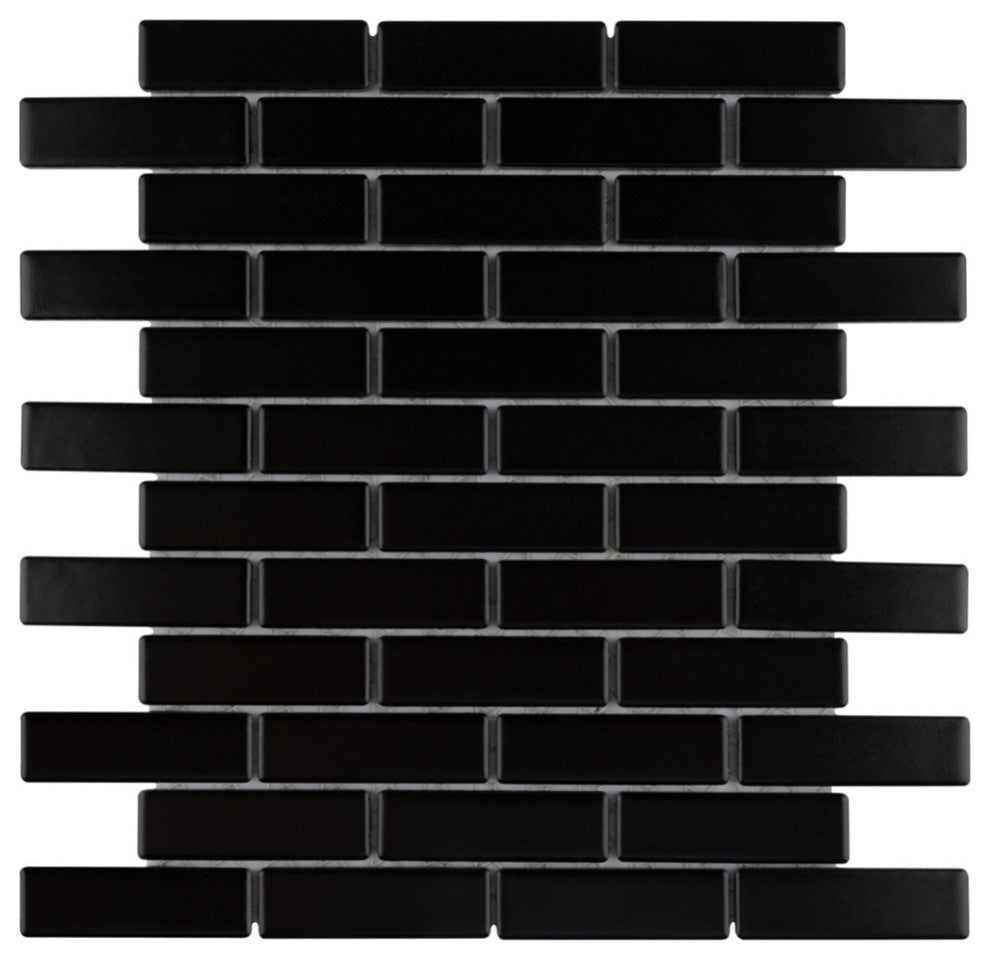 Metro Brick Subway Matte Black Porcelain Floor and Wall Tile