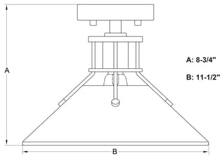 Canton 11.5" Semi-Flush Mount Black and Matte White