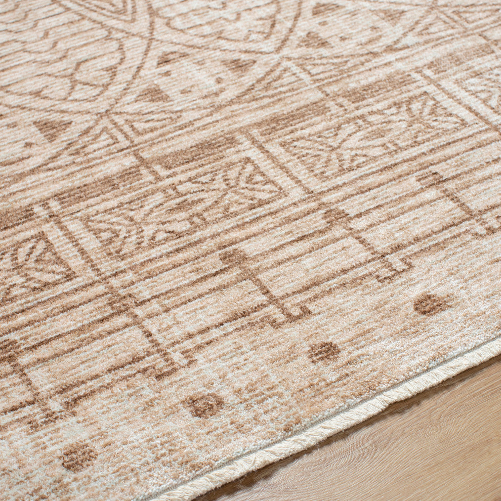 Frank Lloyd Wright x Surya Usonia USO-2305 Machine Woven Area Rug, Khaki, Natural, Camel, Clay, 3'2" X 4'11"