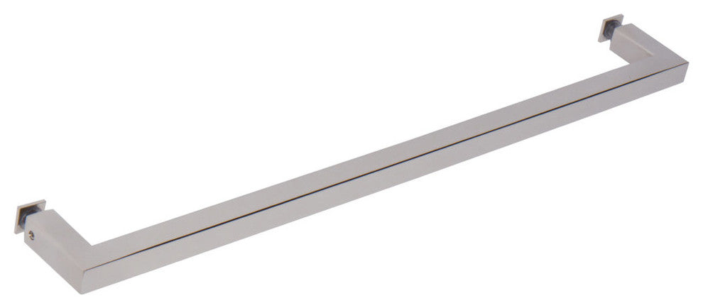 24" Square Corner Single Side Glass Mount Towel Bar, Chrome