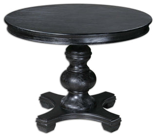 Elegant Classic Round Black Wood Entry Table