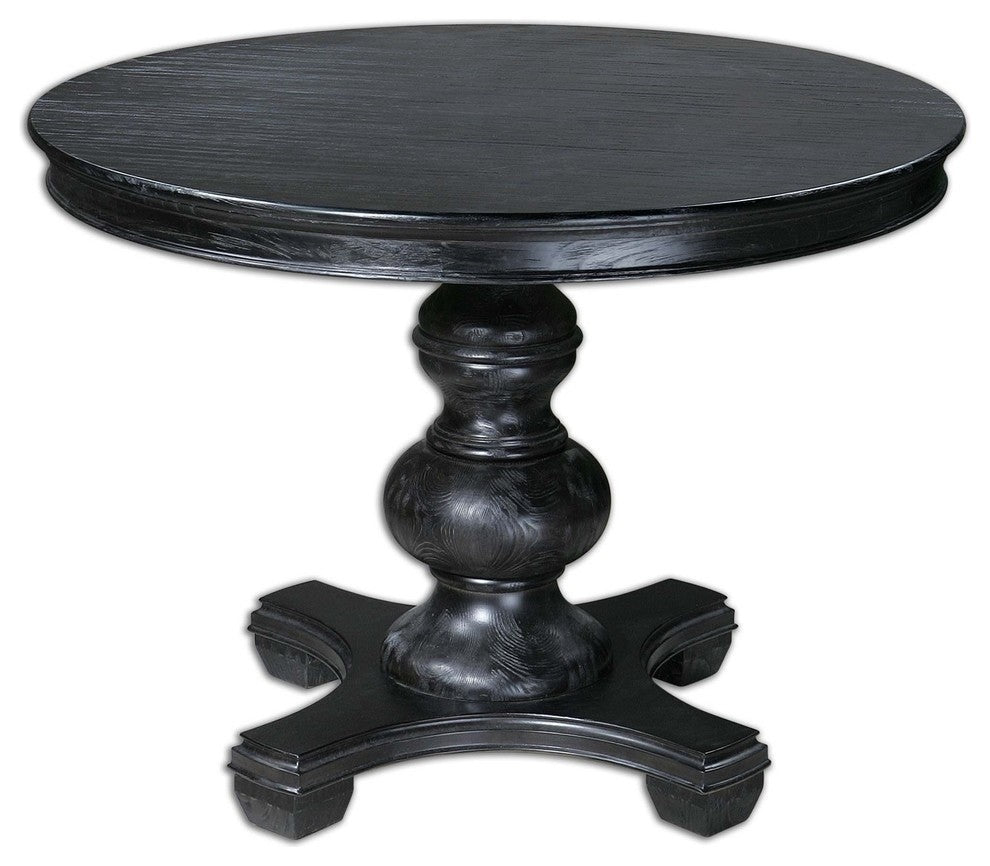 Elegant Classic Round Black Wood Entry Table