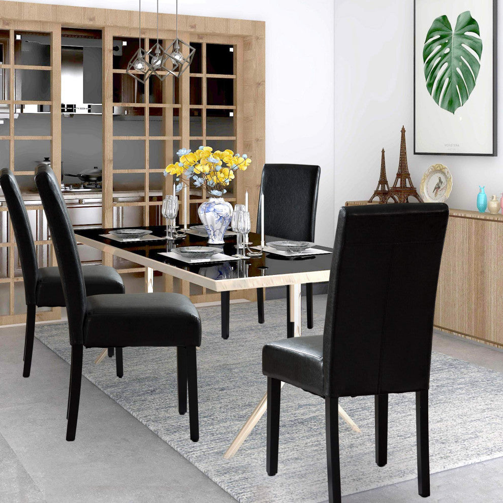 Rochefort Synthetic Leather Armless Set of 2-Pieces Dining Room Accent Chair, Bl