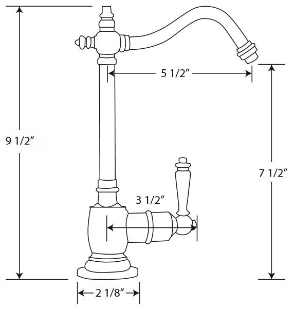 Point of Use Cold Water Drinking Faucet with Traditional Swivel Spout