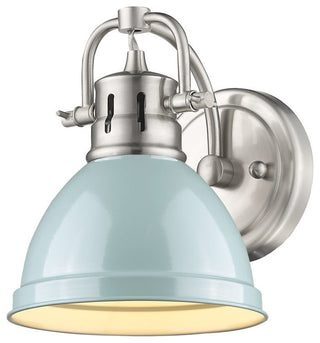 Duncan 1-Light Vanity Fixture, Pewter, Pewter/Seafoam