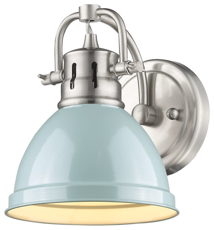 Duncan 1-Light Vanity Fixture, Pewter, Pewter/Seafoam