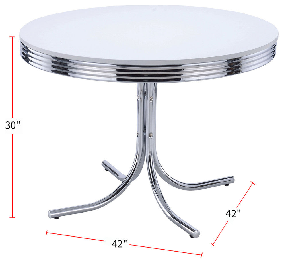 42 inches Round Dining Table with Metal Base, White