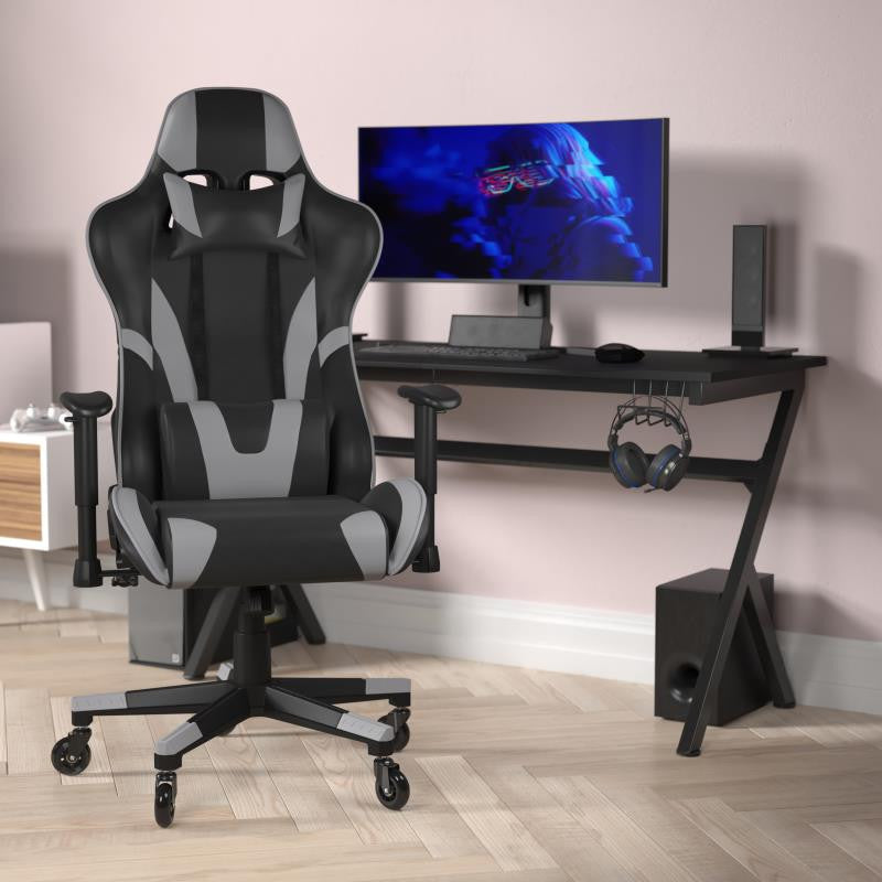 X20 Gaming Office Computer Adjustable Chair with Reclining Back in LeatherSoft,