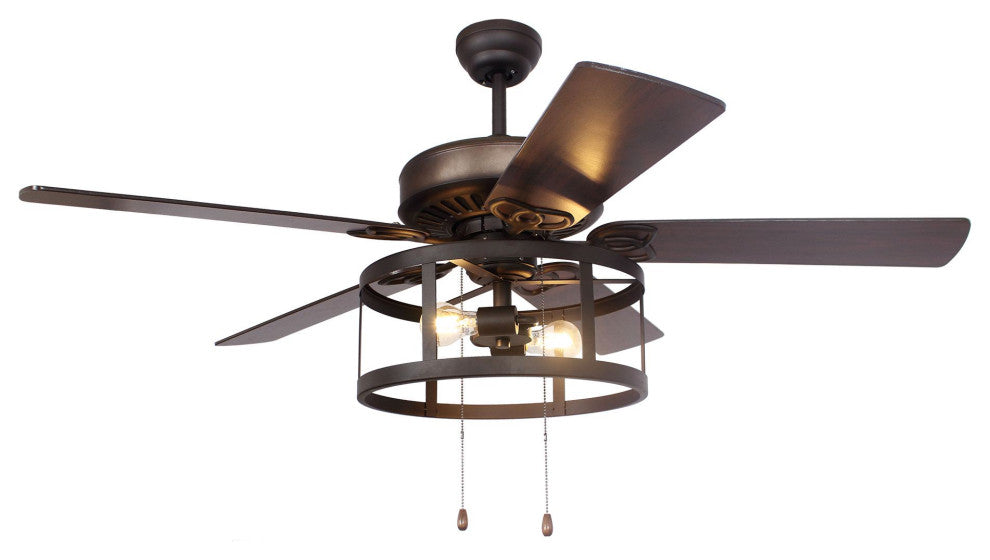 52 in Modern Ceiling Fan with Remote Control in Black
