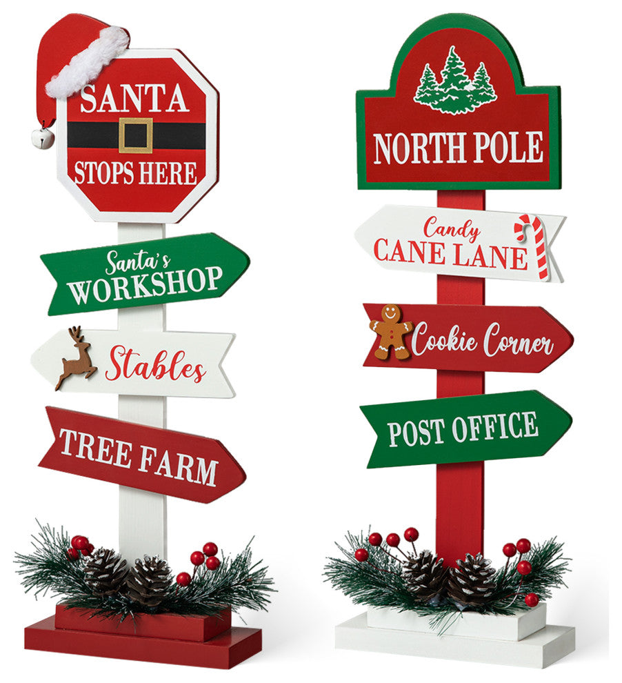 2-Piece Set Christmas Wooden Sign Table Decor