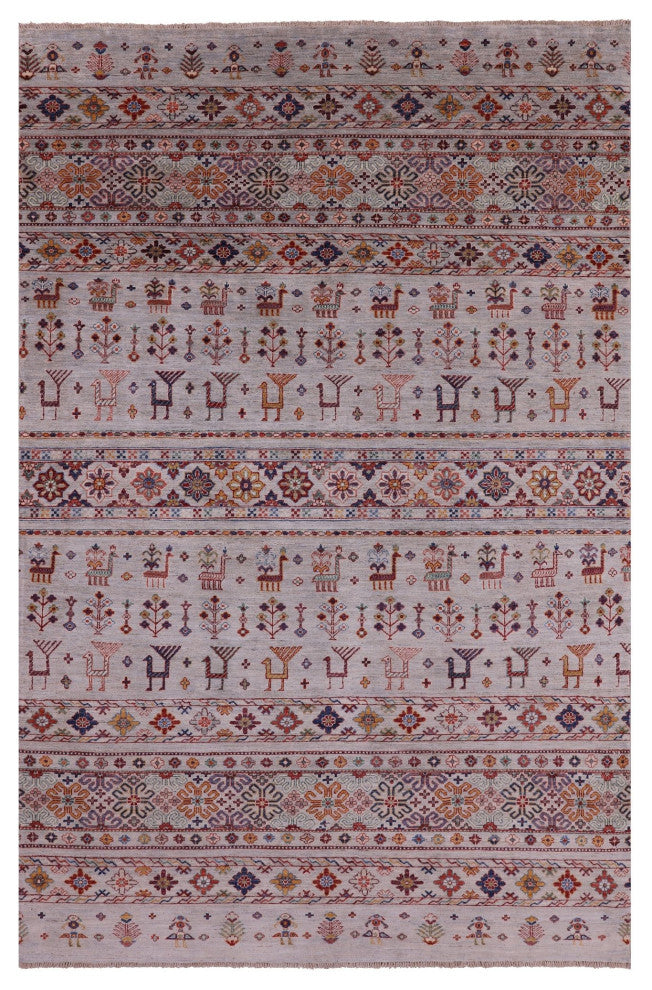 6' 3" X 9' 8" Persian Gabbeh Tribal Handmade Wool Rug Q11063