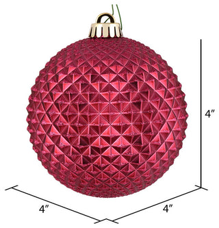 Vickerman 4" Berry Red Durian Glitter Ball 6/Bag