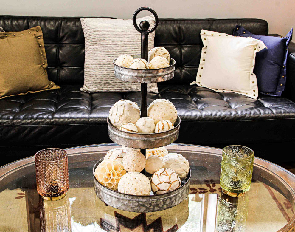 18 Piece Natural White and Brown Exotic Dried Organic Decor Balls