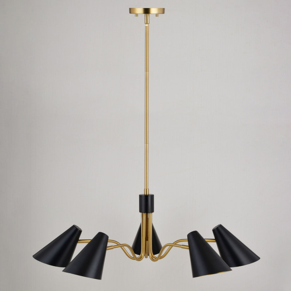 Pryce 30.75" 5 Light Chandelier Matte Black and Satin Brass