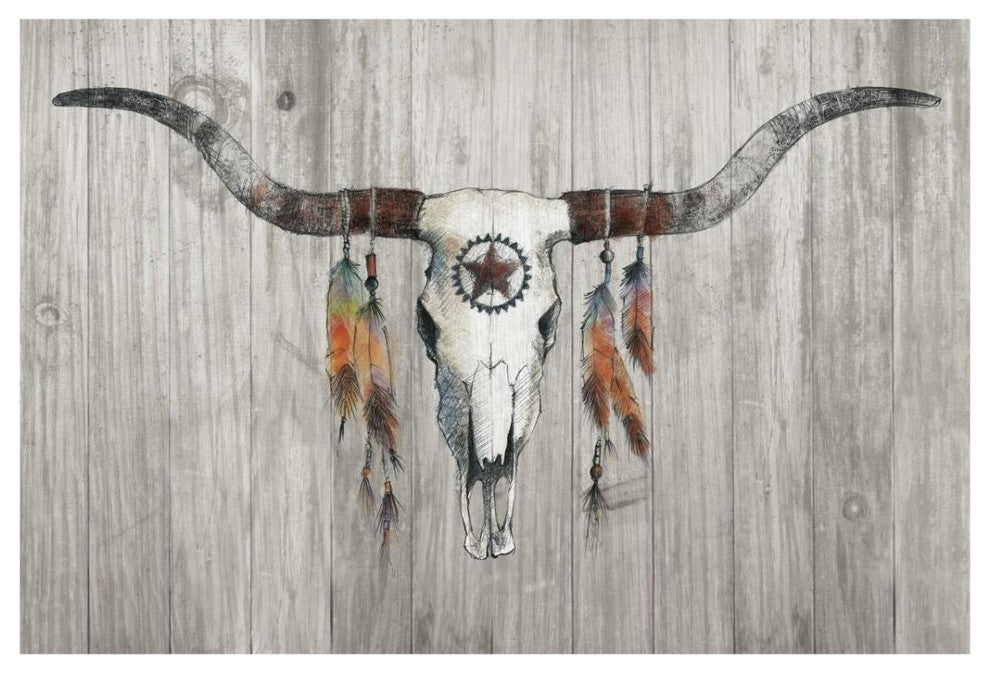 "Longhorn on Wood" Digital Paper Print by Avery Tillmon, 32"x22"