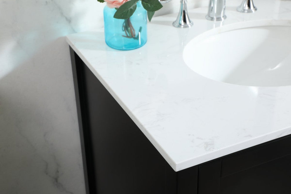 Isabel Single Bathroom Vanity, Black, 30", Without Backsplash